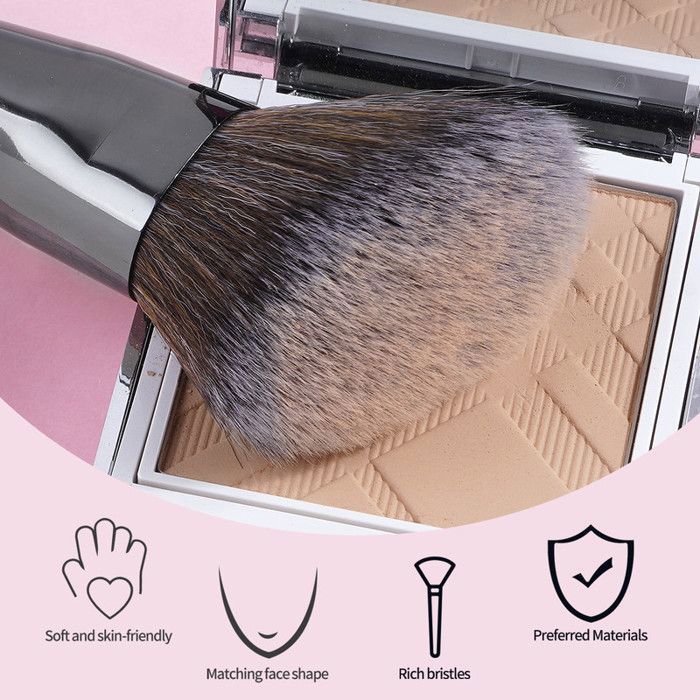 Image de Pinceau à poudre - Professionnel - Noir - Tête angulaire - Doux et soyeux - 100% sans cruauté - Unbranded