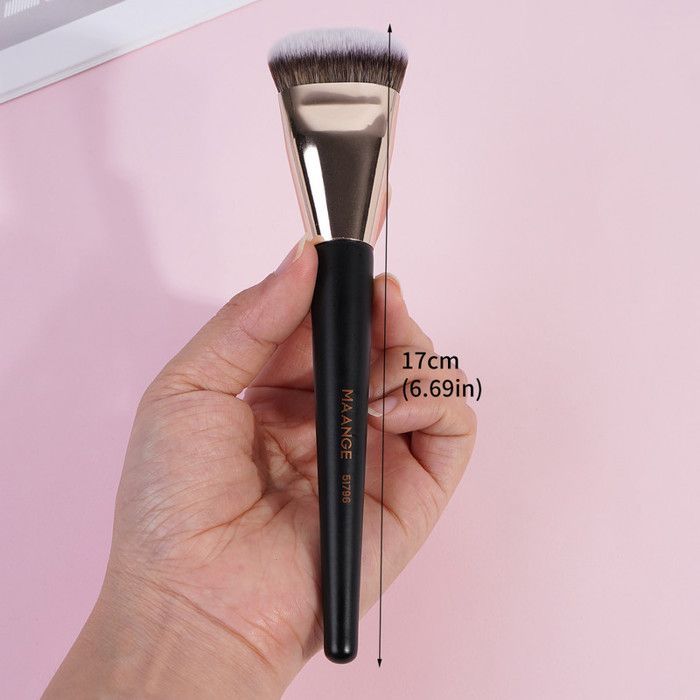 Image de Pinceau de maquillage - Non spécifié - Non spécifié - Poignée noire - Tube doré - Vegan et cruelty-free - Unbranded