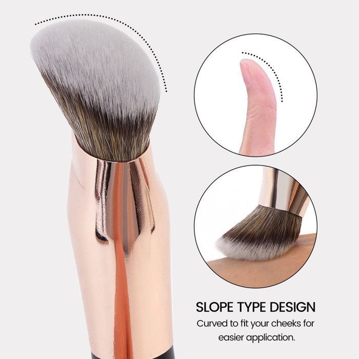 Image de Pinceau de maquillage - Non spécifié - Non spécifié - Poignée noire - Tube doré - Vegan et cruelty-free - Unbranded