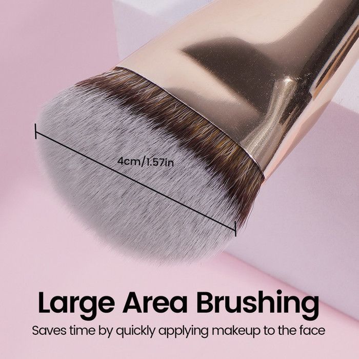 Image de Pinceau de maquillage - Non spécifié - Non spécifié - Poignée noire - Tube doré - Vegan et cruelty-free - Unbranded