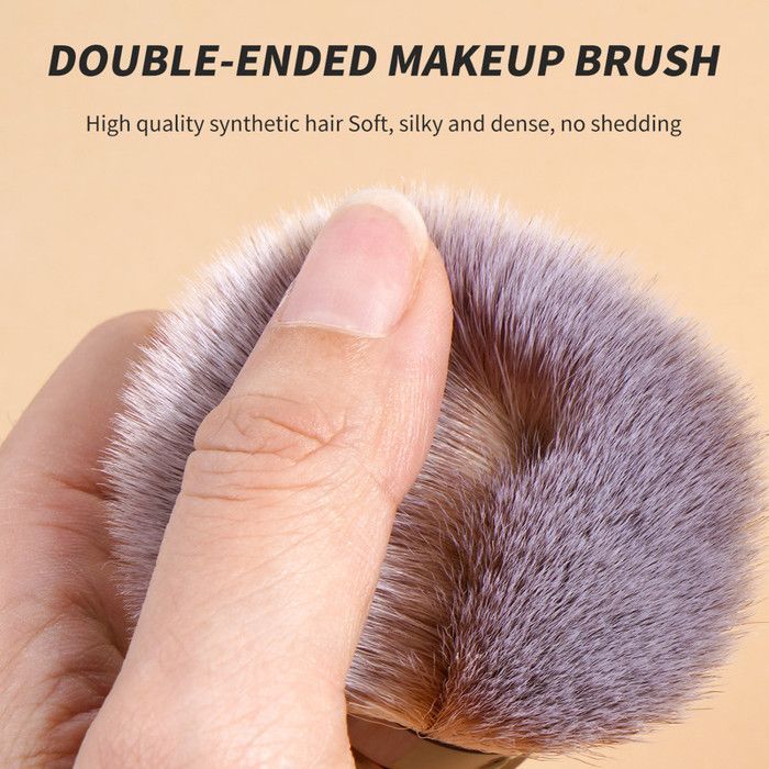 Image de Pinceau de maquillage - Vegan - Kabuki rétractable - Sans perte de poils - Voyage facile - Marron - Unbranded