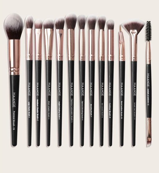 Image de Pinceaux de maquillage - MAANGE - 5818 - 13 pièces - Noir et Or - Waterproof - Unbranded