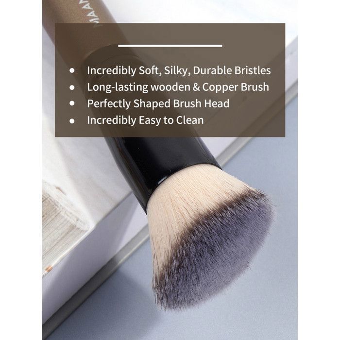 Image de Pinceaux de maquillage - Maange - Set de 2 - Poignée en bois - Fibres synthétiques - Doux et dense - Unbranded