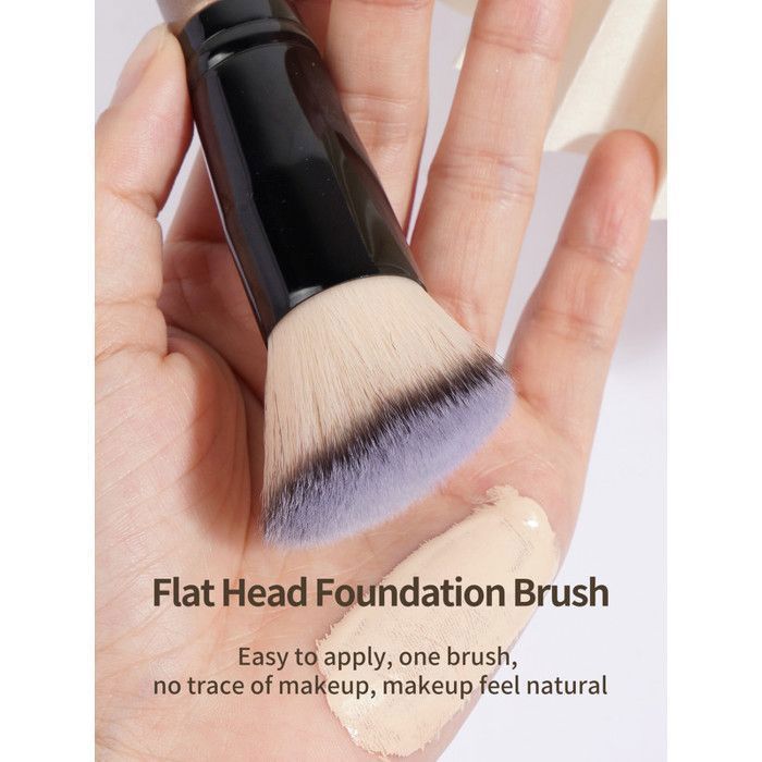 Image de Pinceaux de maquillage - Maange - Set de 2 - Poignée en bois - Fibres synthétiques - Doux et dense - Unbranded