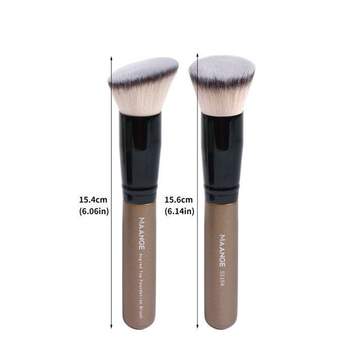 Image de Pinceaux de maquillage - Maange - Set de 2 - Poignée en bois - Fibres synthétiques - Doux et dense - Unbranded