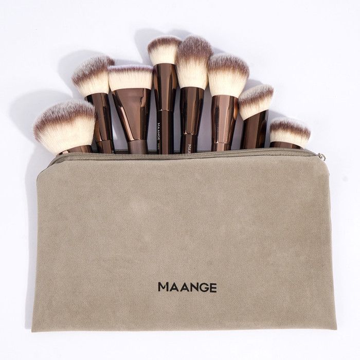 Image de Pinceaux de maquillage - MAANGE - MAG52440K - 10 pièces - Poils en nylon - Couleur café - Unbranded