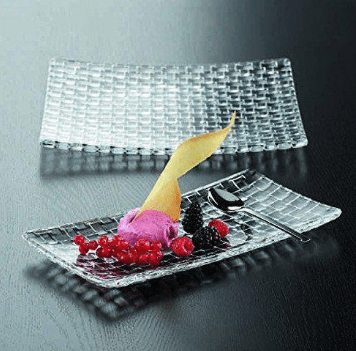 Image de PLAT SIMPLE EN CRSITAL 42CM/17CM Assiette à gâteau vintage / assiette à gâteau rectangulaire, cristal , noble - Unbranded