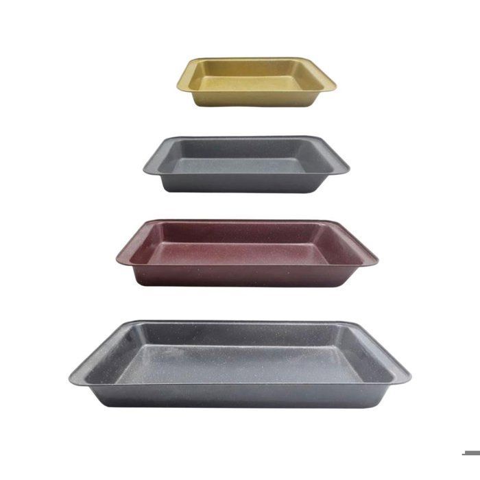 Image de Plats à four - Rectangulaires - Acier au carbone - Antiadhésifs - Lot de 4 pièces - Unbranded