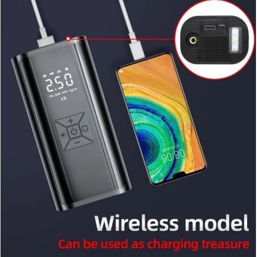 Image de Pompe à air de Voiture, Gonfleur de Pneu sans fil avec powerbank - Unbranded