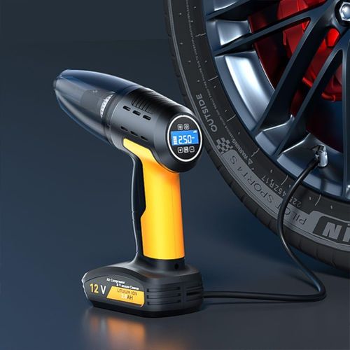 Image de Pompe à air électrique sans fil pour voiture, compresseur d'air portable 4 en 1, aspirateur automatique, 120W - Unbranded