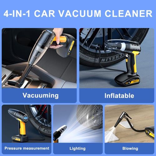 Image de Pompe à air électrique sans fil pour voiture, compresseur d'air portable 4 en 1, aspirateur automatique, 120W - Unbranded