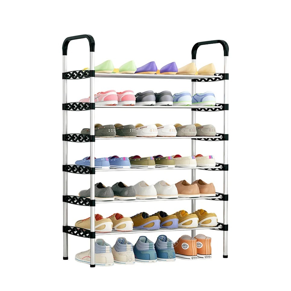 Image de Porte-chaussures ajustable en acier avec étagères renforcées - Rangement pratique - Unbranded