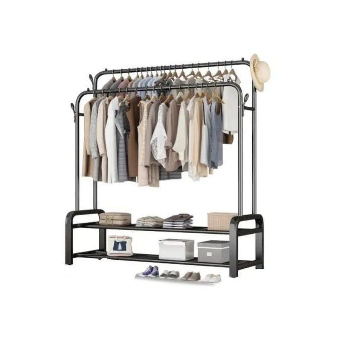 Image de Porte-vêtements Mobile – Capacité 68 kg, Double Barre avec Roulettes - Unbranded
