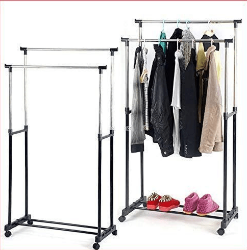 Image de porte-vêtements télescopique à deux pôles Double pole Telescopic Rack - Unbranded
