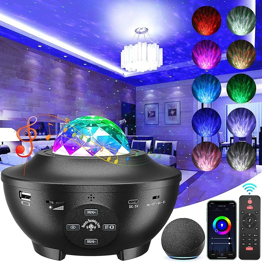 Projecteur Galaxy 3 en 1 – Projection de Lumières Étoilées avec Haut-Parleur Bluetooth