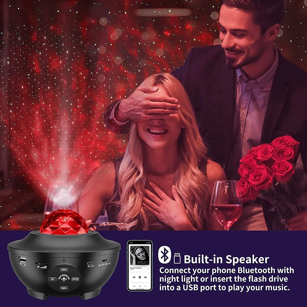 Image de Projecteur Galaxy 3 en 1 – Projection de Lumières Étoilées avec Haut-Parleur Bluetooth - Unbranded