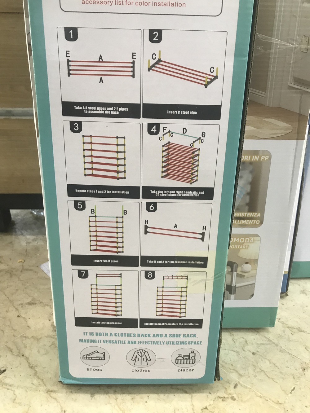 Image de Rangement Chaussures 7 étagère et Porte-Vêtements en Métal de maison - Unbranded
