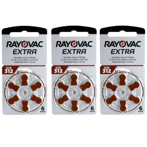 Image de Rayovac Extra Hearing Aid Batterie //Aide Auditive 1.45v Size 312 PR41 //3 Pack x6 Piles