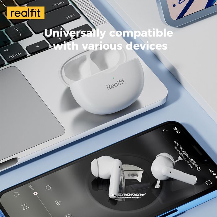 Image de Realfit F2 Pro ANC suppression Active du bruit Bluetooth couleur Blanc - Unbranded