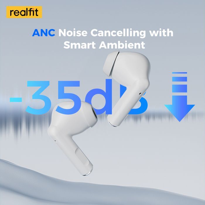 Image de Realfit F2 Pro ANC suppression Active du bruit Bluetooth couleur Blanc - Unbranded