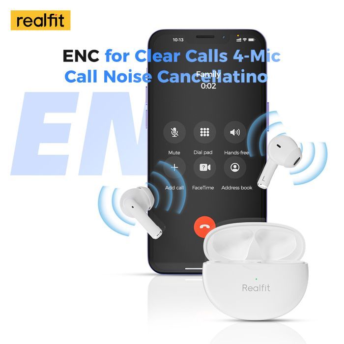 Image de Realfit F2 Pro ANC suppression Active du bruit Bluetooth couleur Blanc - Unbranded