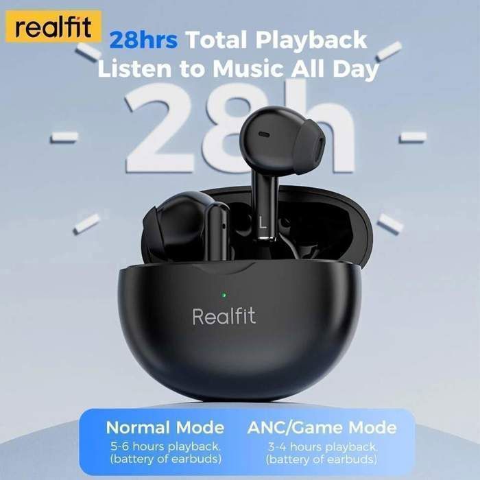 Image de Realfit F2 Pro Earbuds Bluetooth 5.1 Sans fil tactile avec suppression active du bruit ANC – Noir - Unbranded
