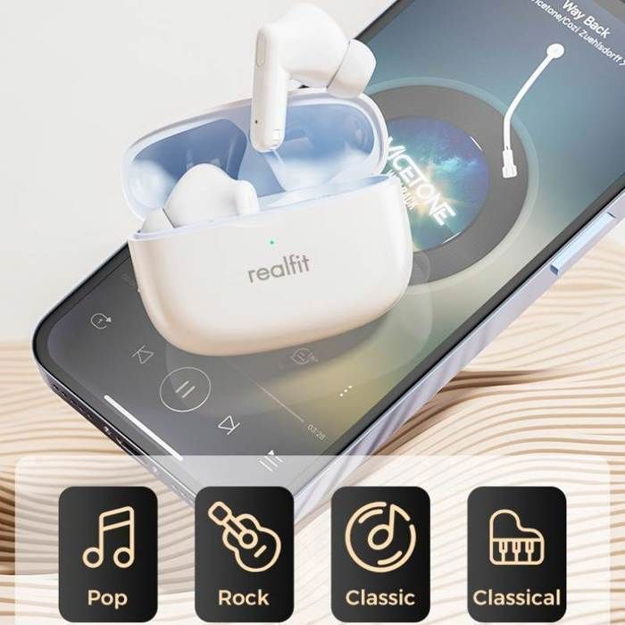 Image de Realfit F3 - Écouteurs Sans Fil ANC - 5h d’Autonomie &amp; Charge Rapide 1.5h - Noir - Unbranded