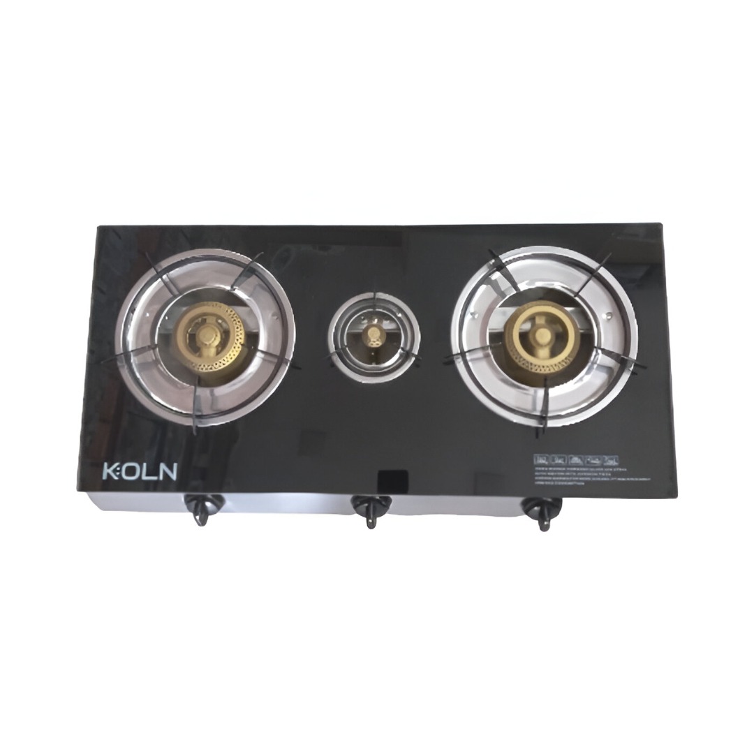 Image de réchaud 3 feux en verre noir trompé, allumage automatique - Unbranded