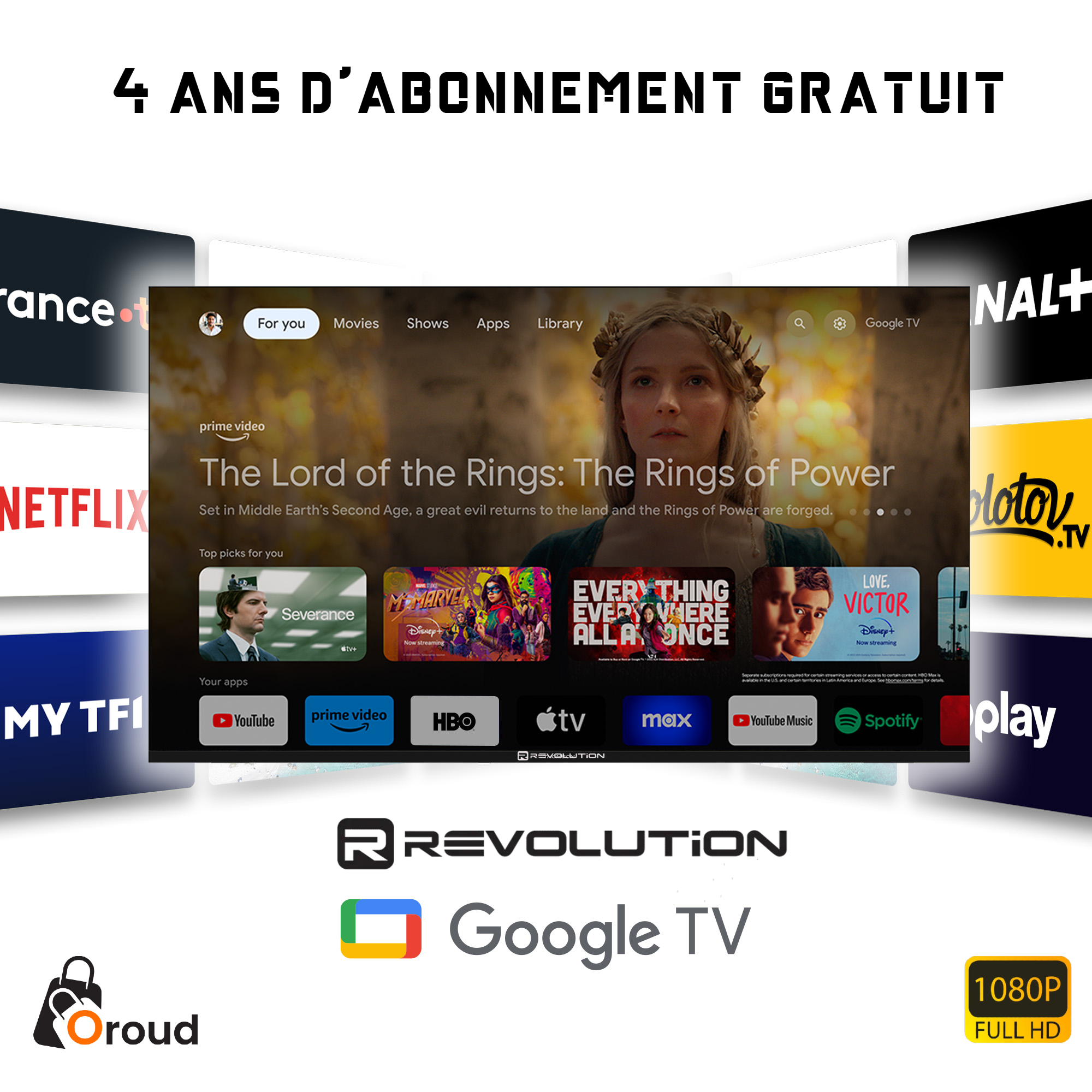 Image de REVOLUTION 43 Smart Tv  Full HD Google Tv, ANDROID Officiel Wi-Fi & Bluetooth, 4 ans d'abonnement gratuit