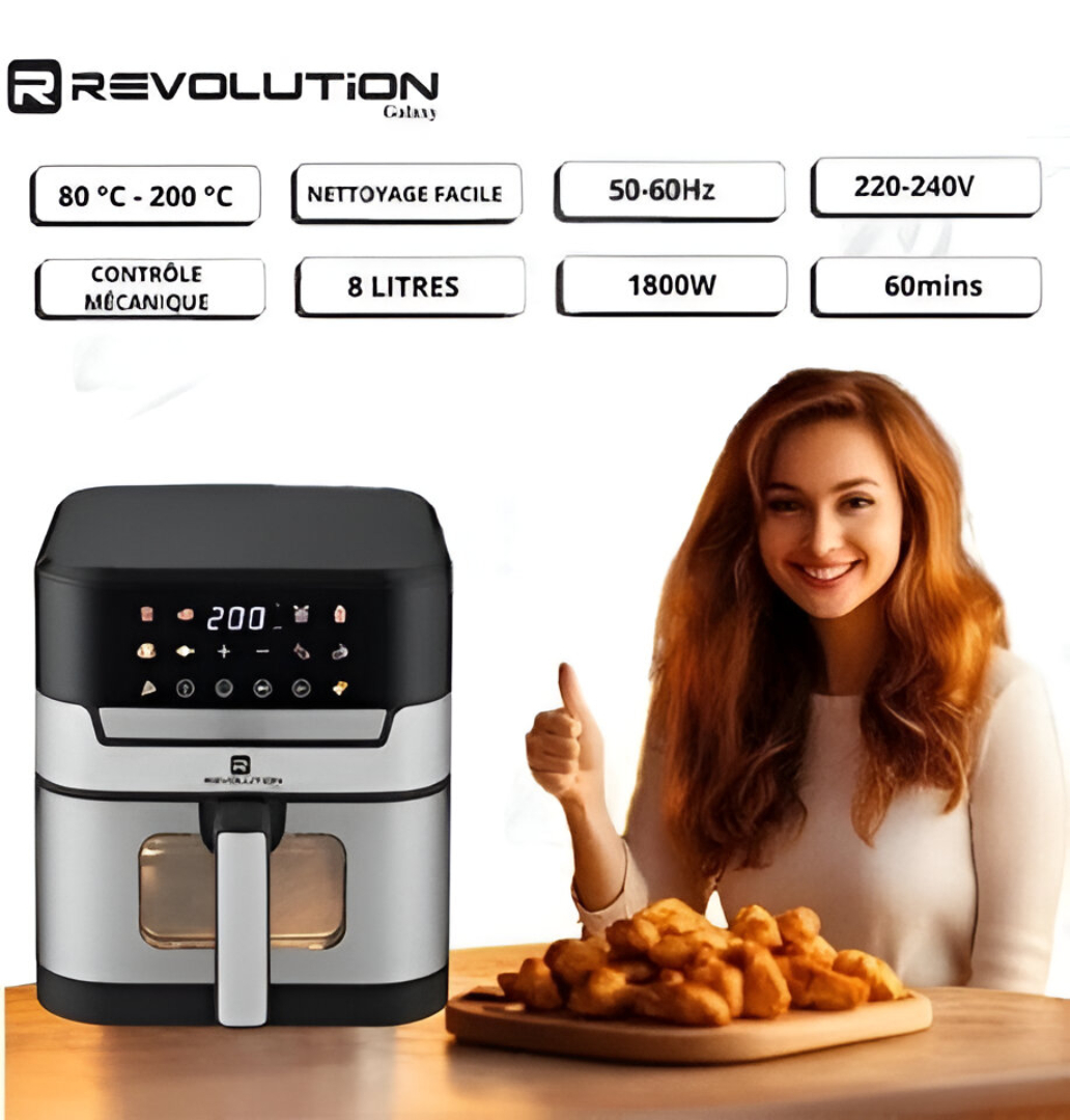 Image de REVOLUTION Air Fryer Digital 8L – Friteuse sans Huile 1800W – 60 Mins – 220-240V - Unbranded