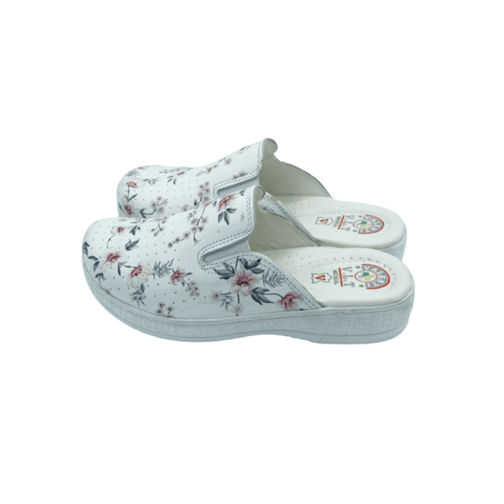 Image de Sabots Médical en Blanc A Motif Fleure - Unbranded