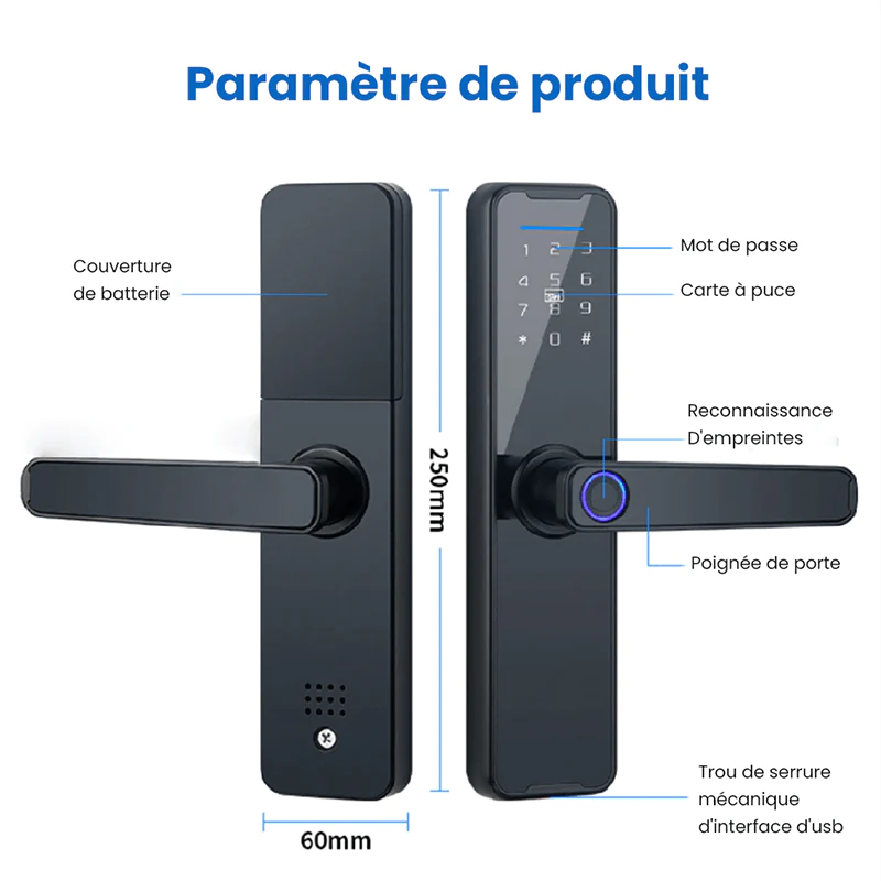 Image de Serrure De Porte À Empreinte Digitale X7 WIFI - Unbranded