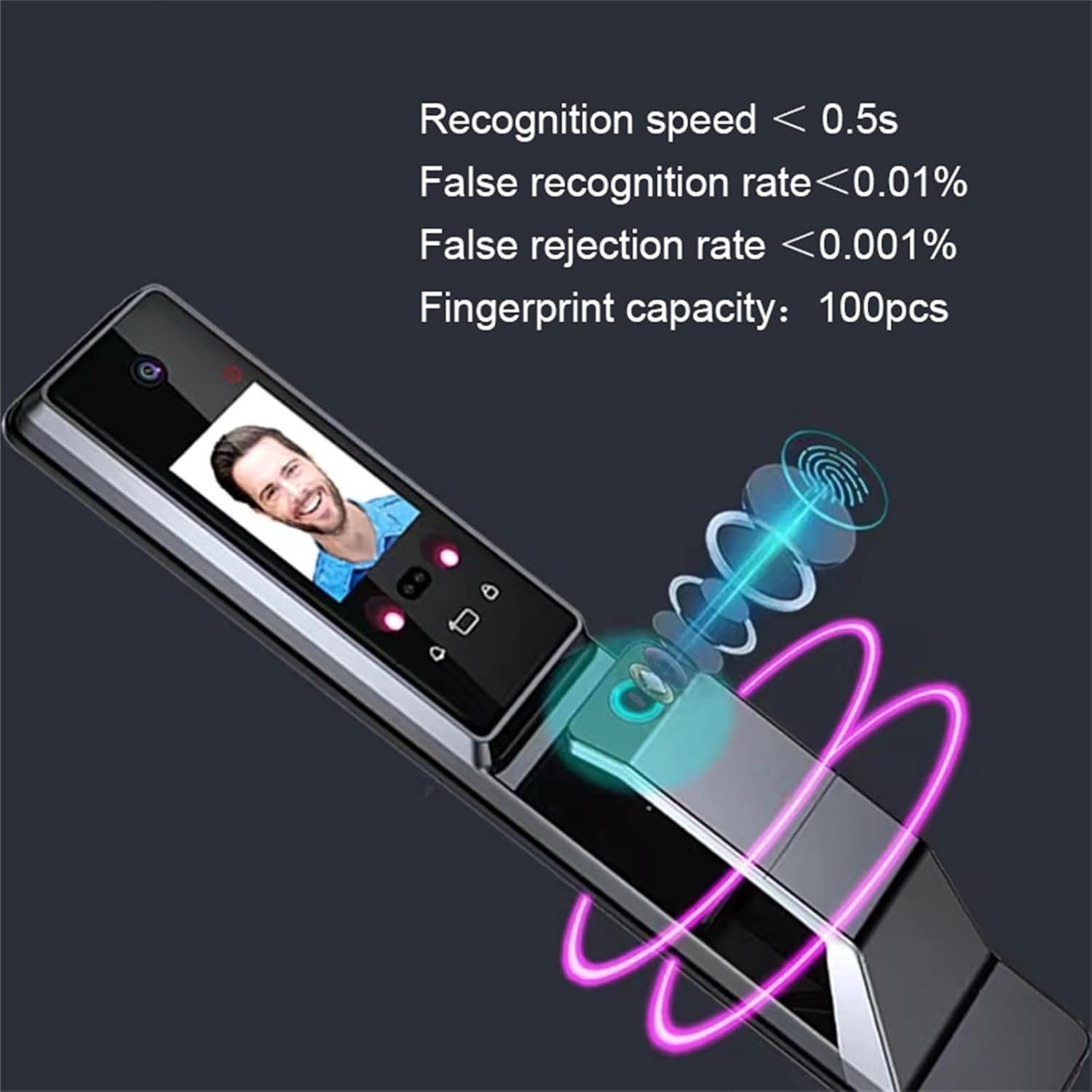 Serrure de porte intelligente à reconnaissance faciale avec caméra Wifi APP Tuya