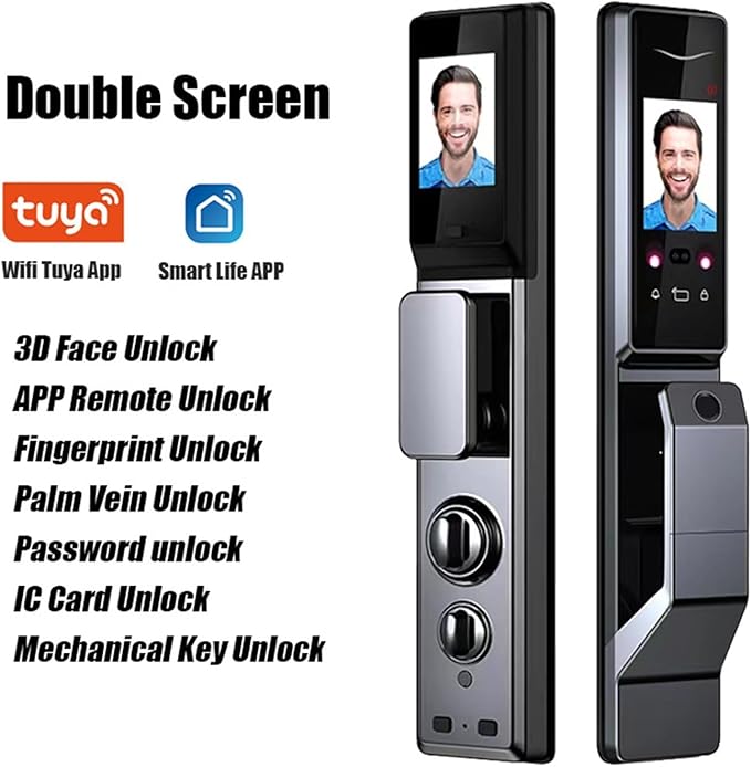Image de Serrure de porte intelligente à reconnaissance faciale avec caméra Wifi APP Tuya - Unbranded
