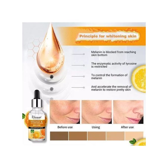 Image de Sérum Vitamine C blanchissant visage acide hyaluronique élimination des taches de rousseur cicatrices d'acné - Unbranded