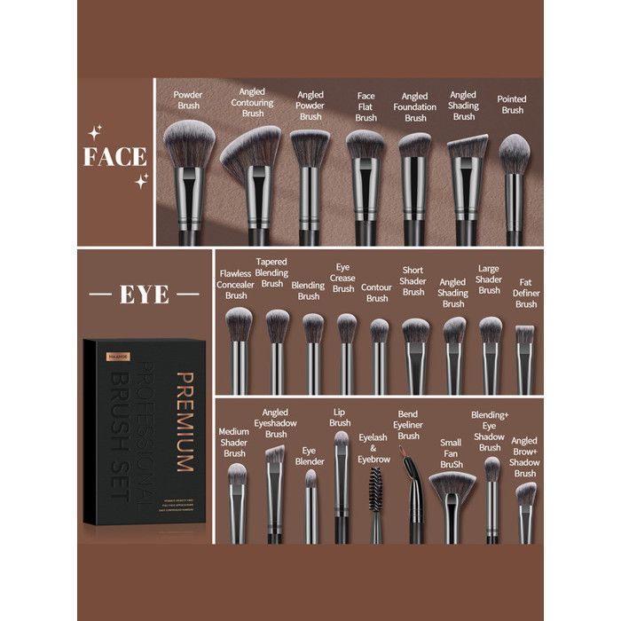 Image de Set de pinceaux de maquillage - Maange - 25 pièces - Doux - Résistant - Portable - Unbranded