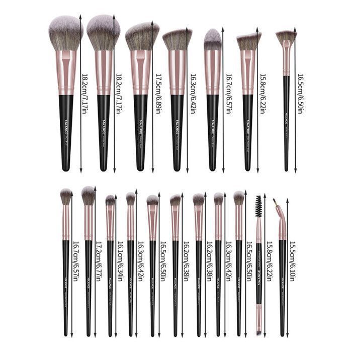 Image de Set de pinceaux de maquillage - Maange - 18 pièces - Rose gold - Inclus : 5 éponges - Sac de transport - Unbranded