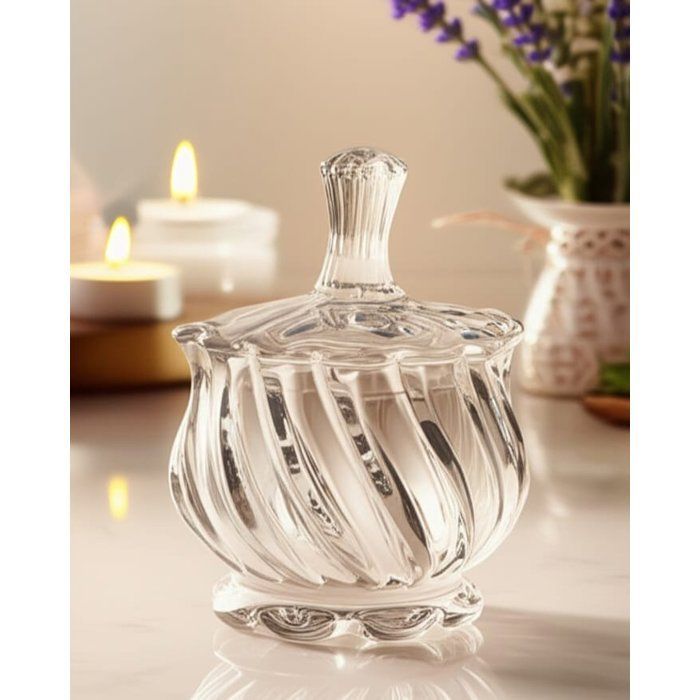 Image de Sucrière -bonbonnière en verre avec couvercle en cristal, petit bol de sucre couvert décoratif - Unbranded