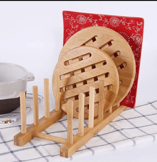 Image de Support de couvercle de casserole en bambou .proximité de la cuisine, assiette, séchage, étagère de rangement-1 pièce - Unbranded
