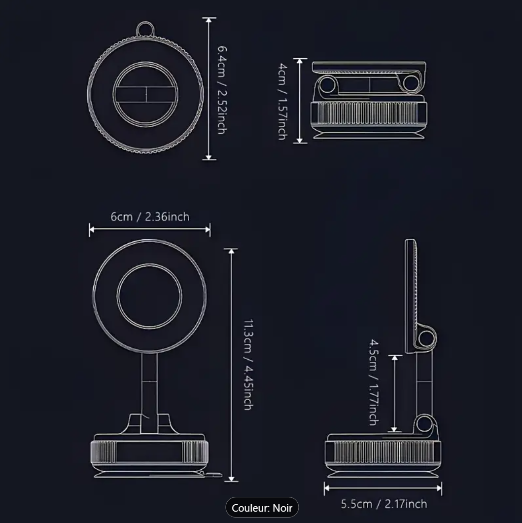 Image de Support de Téléphone Magnétique Pliable Rotatif à 360° Degrés Pour Tableau de Bord de Voiture