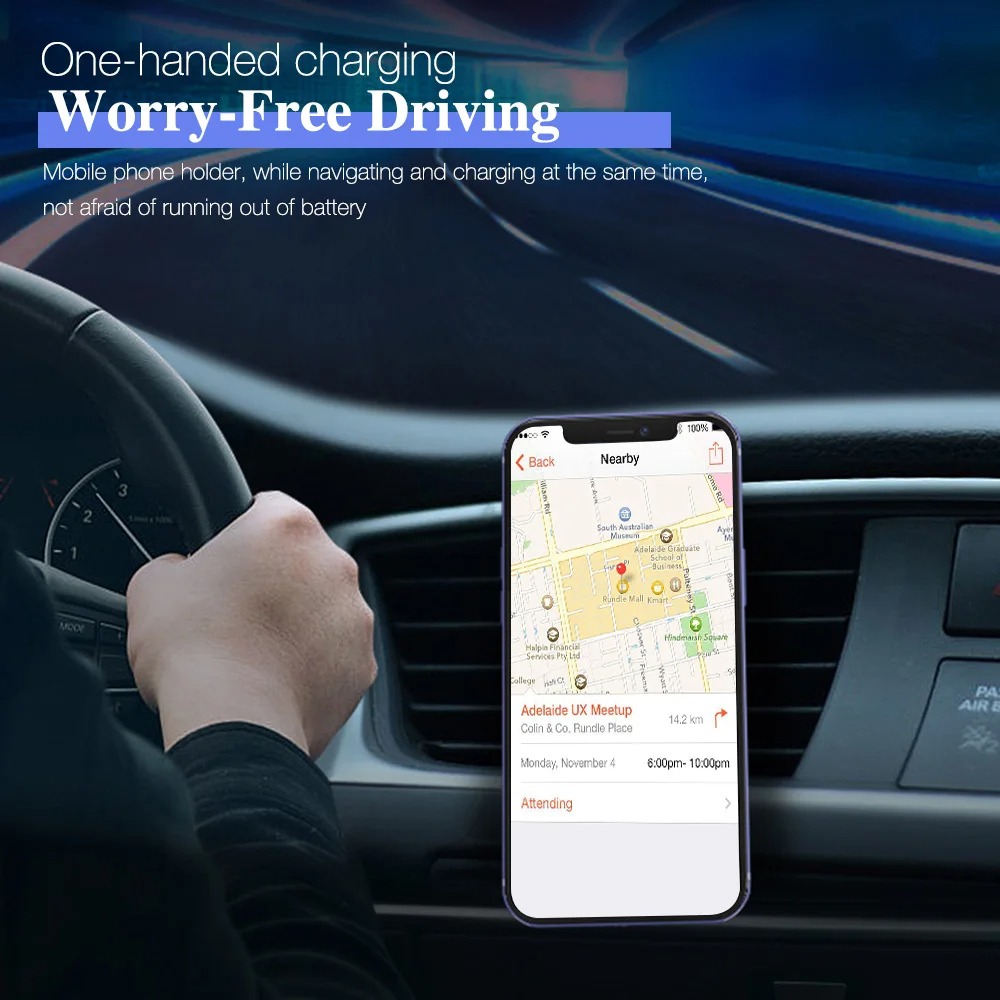 Image de Support magnétique pour voiture MagSafe, chargeur sans fil Qi rapide 15 W - Unbranded