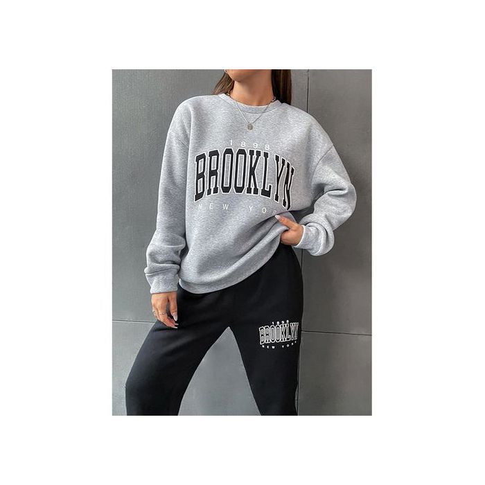 Image de Survêtement 2 Pièces Ensemble Jogging Survêtement Hoodies Femmes Ref 55 - Gris