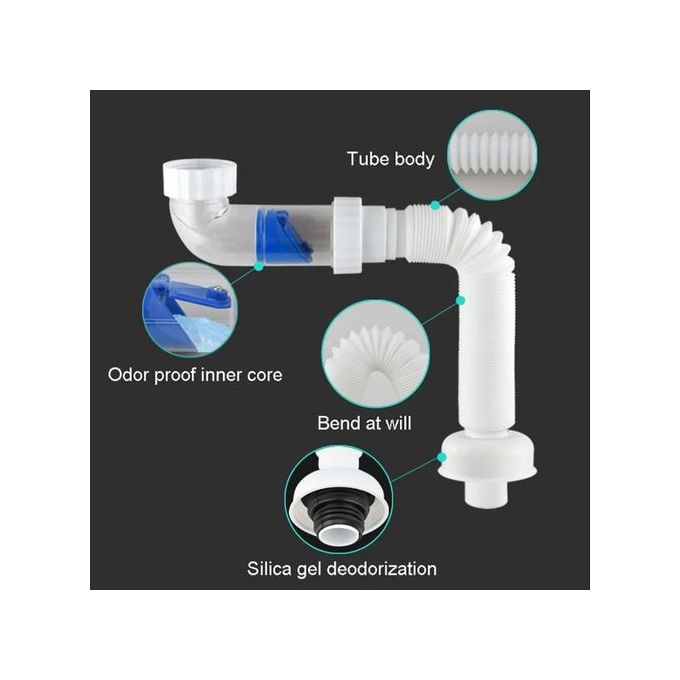 Image de Système d'évacuation pour lavabo – Système de drainage flexible et anti-odeur - Unbranded