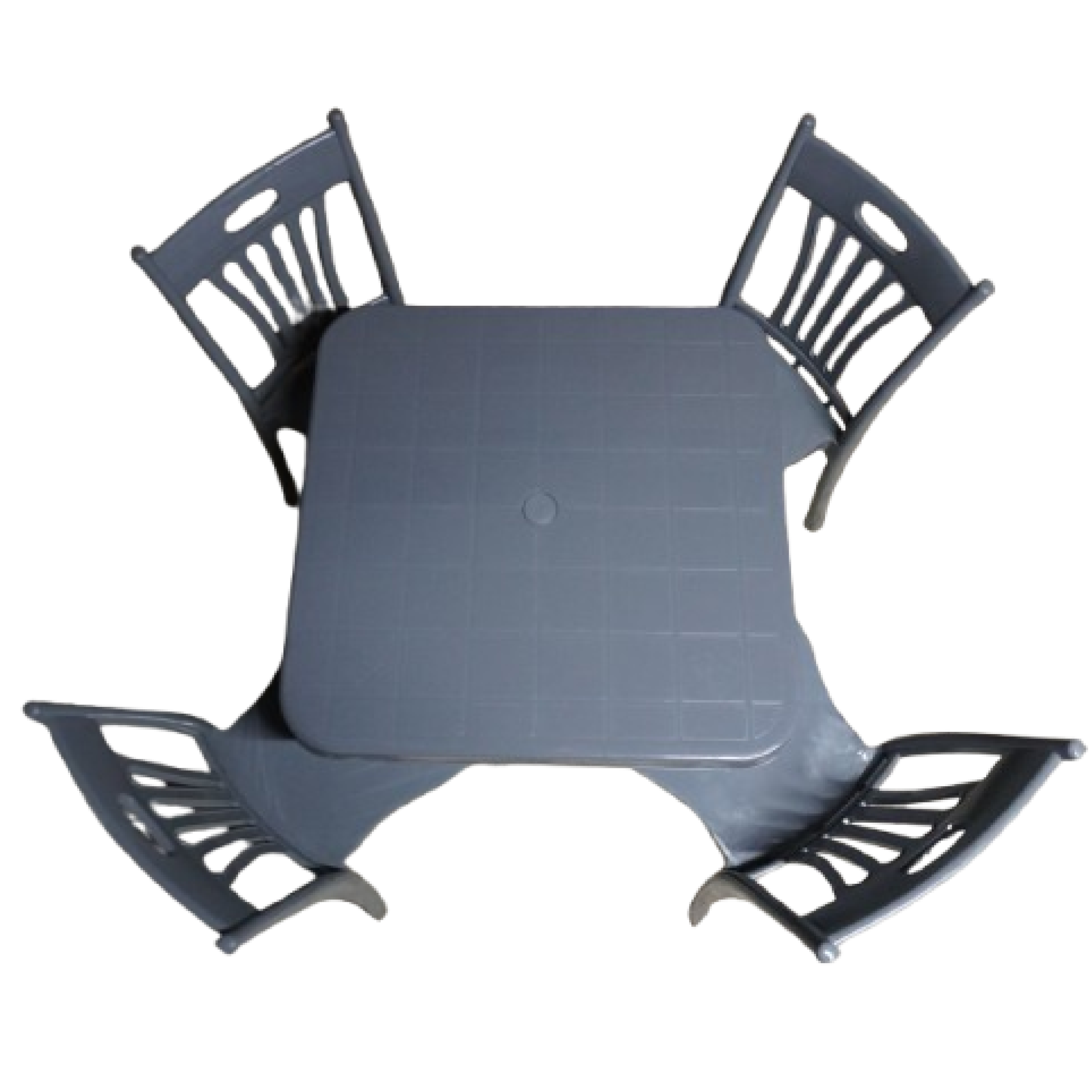 Image de Table carrée de jardin en plastique avec 4 chaises - Unbranded