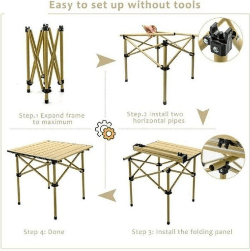 Image de Table de camping pliable - Polyvalente - Beige - 53x51x50 cm - Mixte - Adulte - Unbranded
