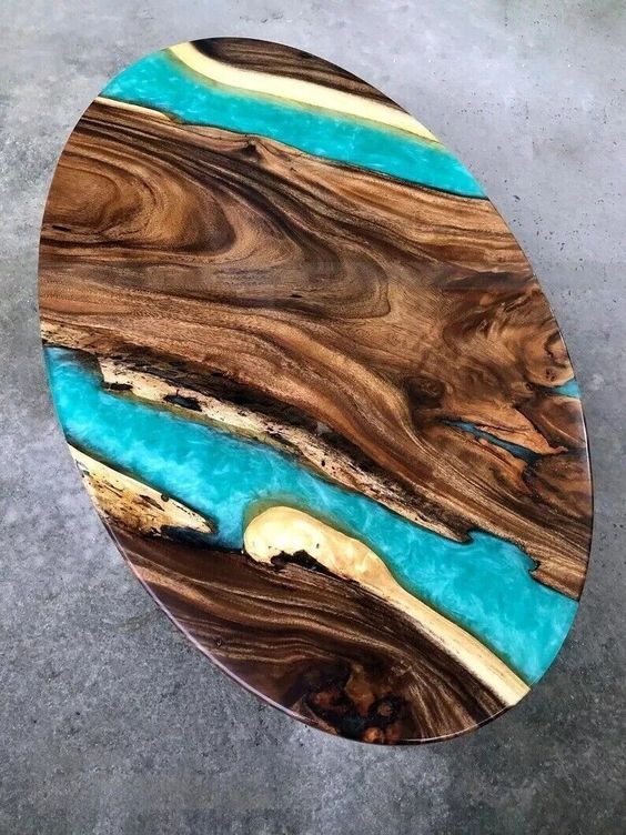 Image de table epoxy avec bois noyer - Unbranded