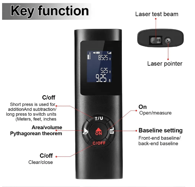Image de Télémètre Laser Distance Mètre range finder 60m rechargeable USB - Unbranded