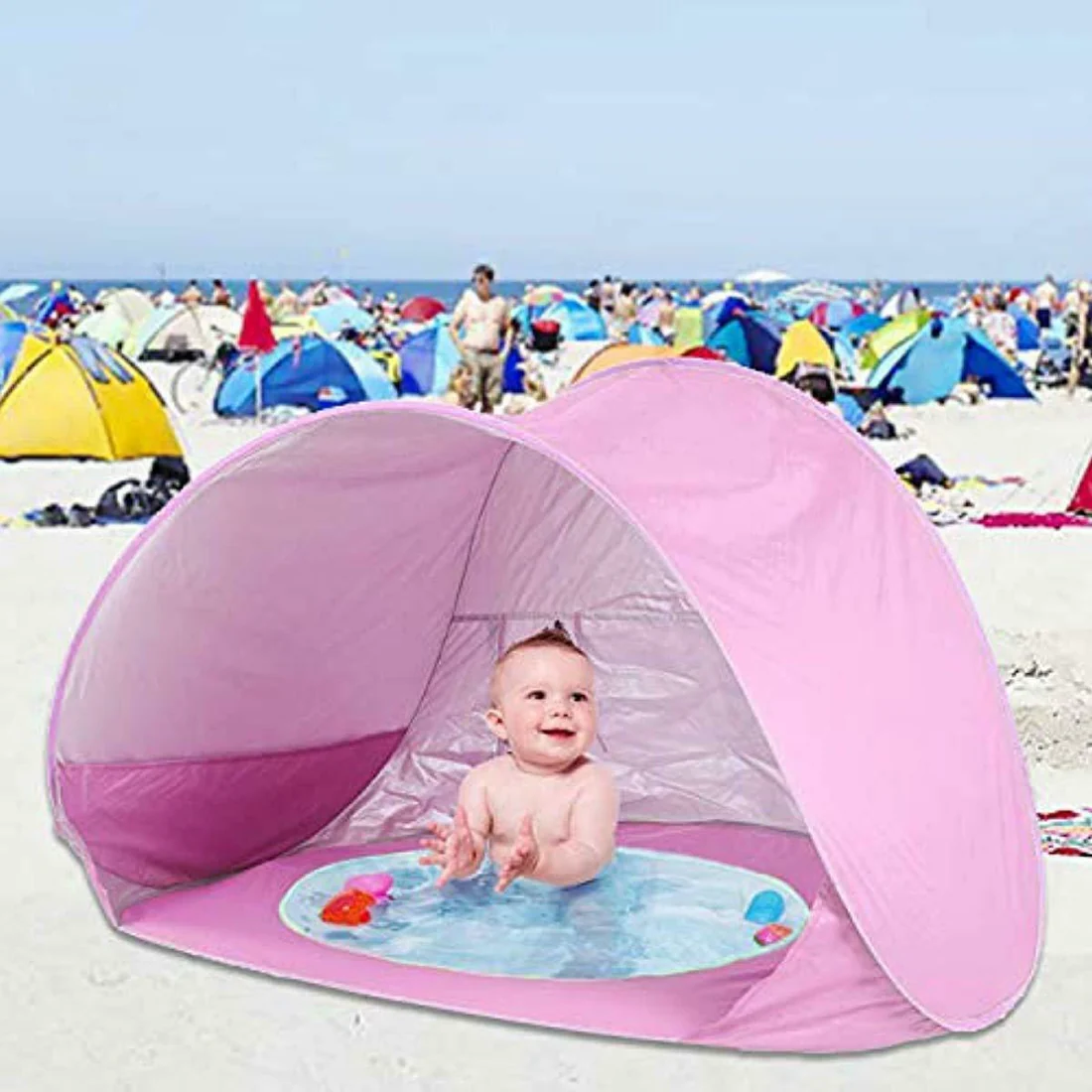 Image de Tente de Plage Extérieure pour Bébé avec Piscine et protection UV - Unbranded