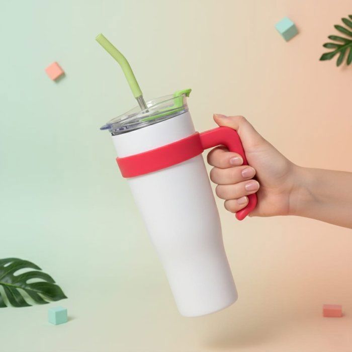 Image de Thermos thermique-grande capacité XXL -Mug Inox avec poignée et paille – Grande capacité 1,2 L