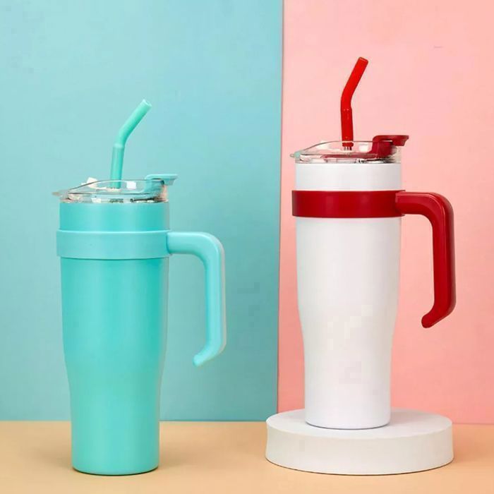 Image de Thermos thermique-grande capacité XXL -Mug Inox avec poignée et paille – Grande capacité 1,2 L